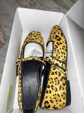 Leopard Print Mary Jane Flats in Yellow by NA-KD